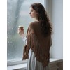 Joukavor Renaissance Knitted Triangle Shawl Wrap with Fringe Versatile Cover