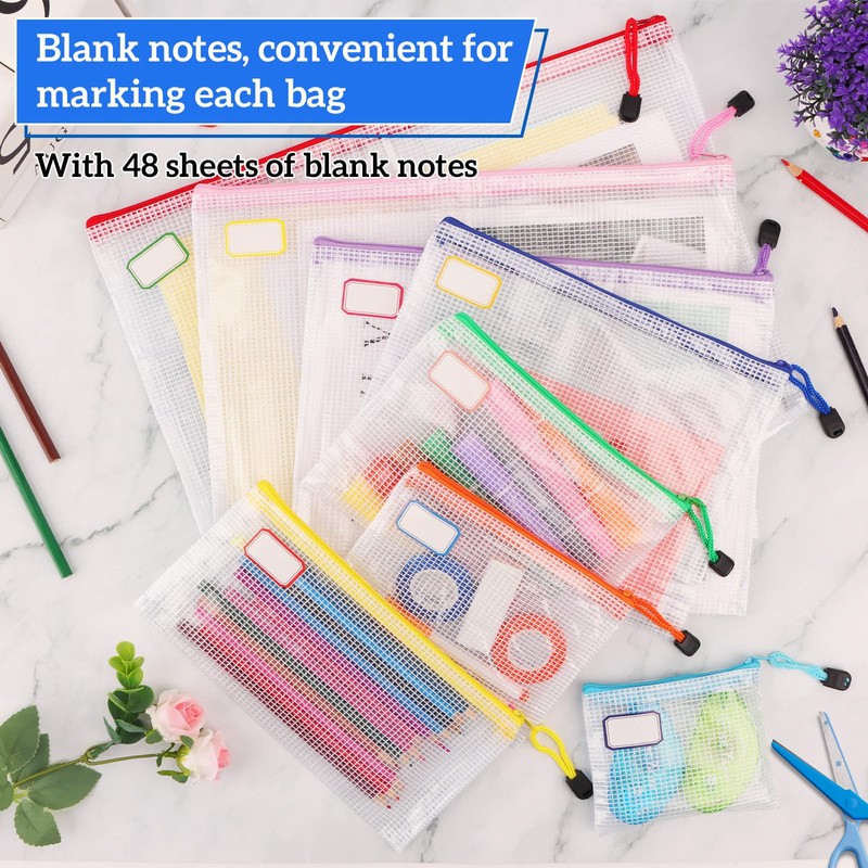 Pack of 36 Document Bags with Zip A4 A5 A6