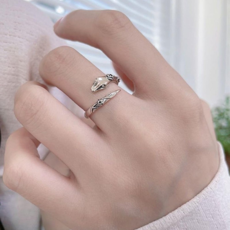 unomarl Women's Ring, Snake, One Size Fits Most, Silver Ring,