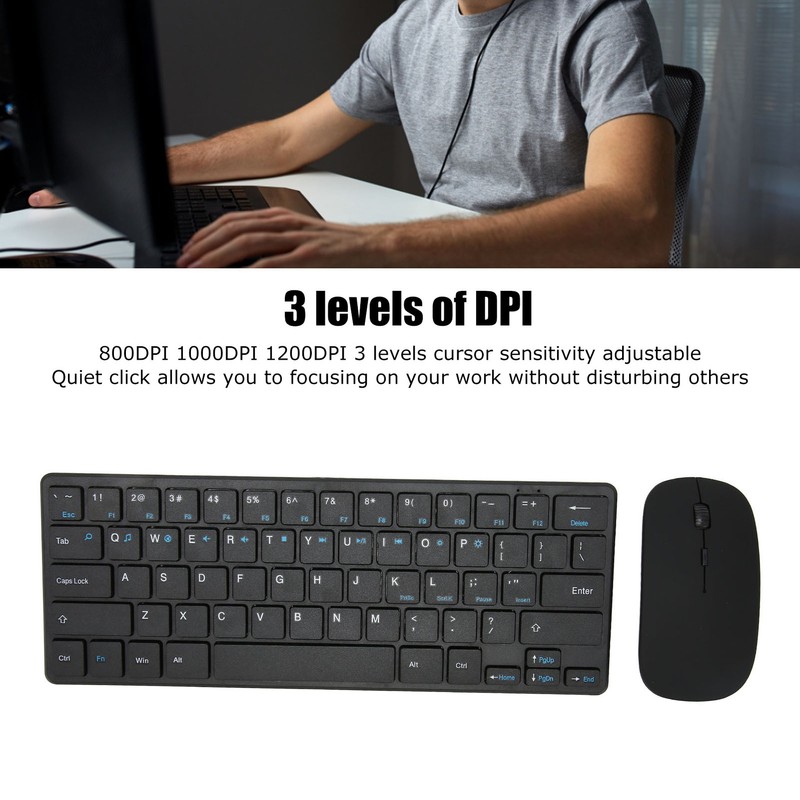 2.4G Wireless Keyboard Mouse Combo Ergonomic 64 Key Keyboard 3