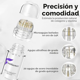 Sistema de micro infusión para cara y cuello, kit de micro infusión para dejar la piel más firme y suave, sello facial de 0.010 in con colágeno y suer