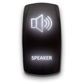 Speaker - White - Laser Etched Toggle Switch 5-PIN MAintained Switch Waterproof Black Shell/ON-Off DPST Illuminated Rocker Switch for Auto Truck Boat Marine - 20A 12V/10A 24V