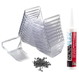 Clear Plastic Alpine 25 Piece Jumbo Snow Guards with Mechanical Fastening Mounting Hardware Kit - Includes (50) 2" #14 Self-Tapping Screws with Neoprene Washers for Wood Purlins & (1) Tube Sealant