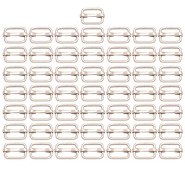 BIKICOCO 50 hebillas ajustables de metal con barra central móvil, para correas, 0.55 x 0.4 pulgadas, color plateado