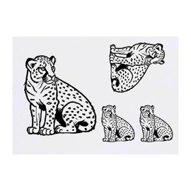 4 x 'Cheetah Sitting' Temporary Tattoos - Water Resistant, Skin-Safe, Non-Toxic Transfers, Mixed Sizes (TO00071322)