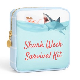 Primo Lines Period Bag for School – Compact Discreet Tampons & Pad Pouch with Waterproof Lining, Cute & Stylish Period Pouches for Teen Girls for School and Travel, First Period Kit (Shark Gifts)