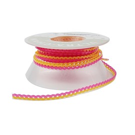 Dental Orthodontic Power Chain Mixed Color Spool Elastic Rubber Bands for Teeth Braces, 15ft/Roll (Yellow&Pink, Closed)