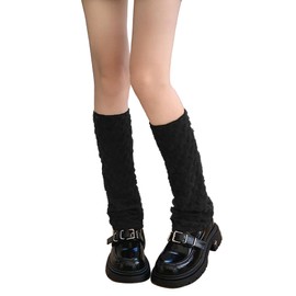 Y2K Retro Leg Warmers JK Socks Thick Wool Diamond Knit Boot Socks for Girls Women