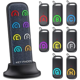 Key Finder, 8 in 1 Anti-lost Wireless Car Key Finder Remote Control Tracker Alarm Tag Keychain Wallet Smart Tracker with With 1 RF Transmitter and 8 Receivers (8 in 1)