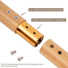 11 FT Handrails for Indoor Stairs,Railings，Outdoor Stairs Handrail，Modern Aluminum Handrail Set, Wall Mounted，Wall Return Bracket More Safety, Rust Free. (Cherry Wood Grain, 11 FT)