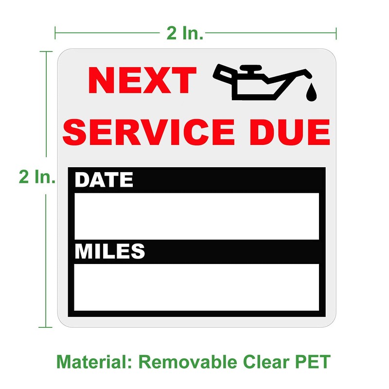 200 Count Clear Oil Change Stickers, 2 X 2 Inches