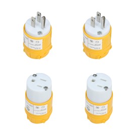 SVNR Extension Cord Ends Male and Female, NEMA 5-15R 5-15P, 15 Amp 125 Volt 2 Pole 3 Wire Straight Blade Plug Grounding, Heavy Duty Replacement Plug & Connectors Set, ETL Listed (2 Sets)