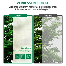 WISD Pack of 2 80 x 120 cm Winter Protection Pot Plant Bag for Pot Plants Winter Protection Cover with Zip and Drawstring for Plants Winter Plant Fleece and Winter Protection Fleece