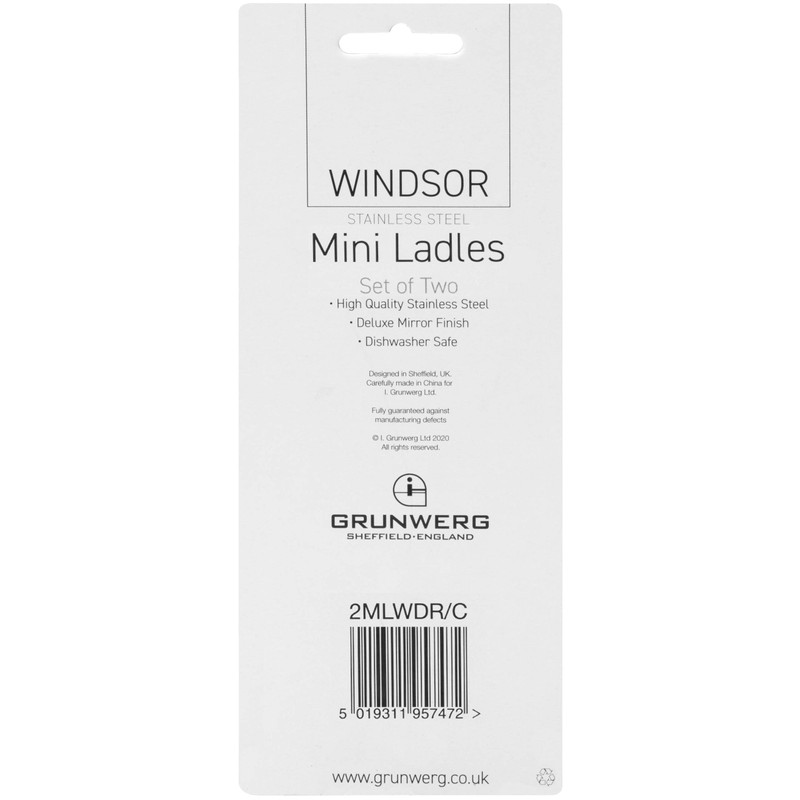 Grunwerg Windsor Carded 2-Piece Mini Ladle Set 2MLWDR/C, 18/0 Stainless
