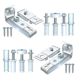 Ulsam Professional Bi-Fold Door Hardware Repair Kit Folding Door Replacement Parts - Includes Top Bottom Pivots, Bracket, and Guide Wheel for 7/8inch to 1inch Track (2 Piece Set)