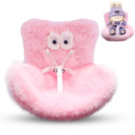 Car Dolls Safety Seat, Car Seat for Dolls for 10-17 cm Plush Dolls, Doll Safety Seat with Soft Furry Cushion, Dolls Accessories with Ventilation Grille Clip for Car Interior, Pink
