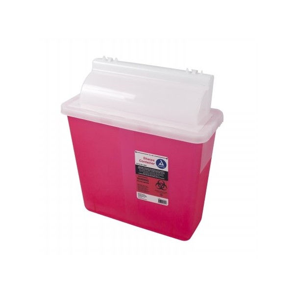 Dynarex D4624 Sharp Container, Provides a Safe Disposal of Medical Waste and Needles, Non-Sterile & Latex-Free, 5 Quarts, Made with Thermoplastic, Red, Pack of 20