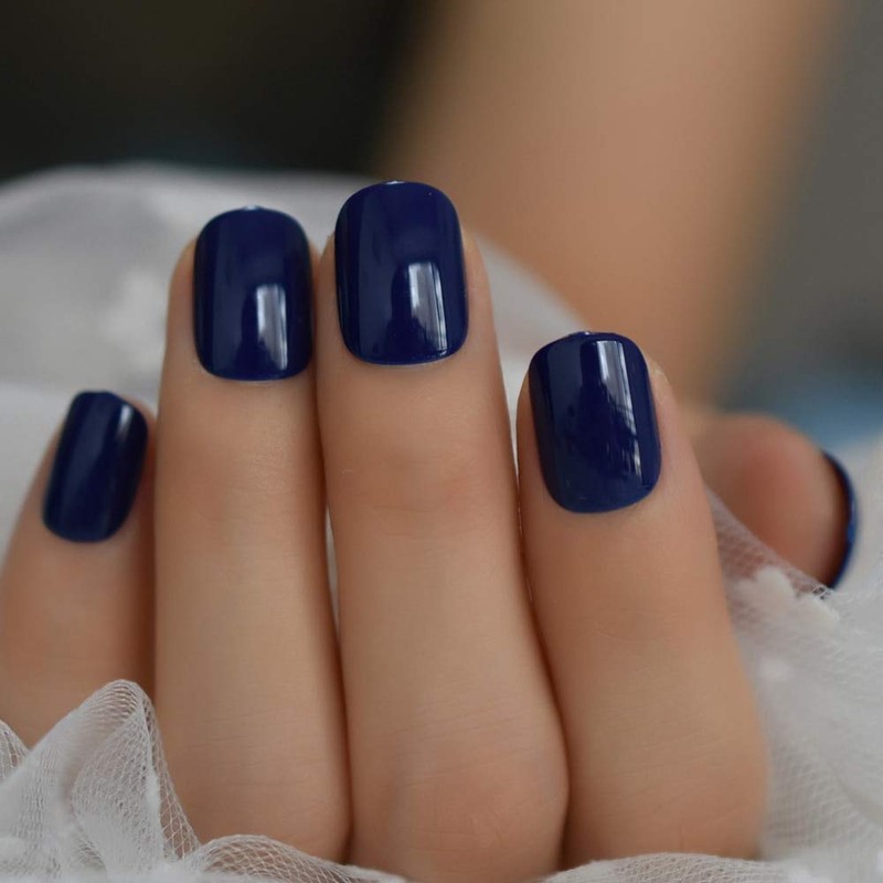 CoolNail Pure Solid Royal Blue False Nail 24pcs/kit Squoval Fake