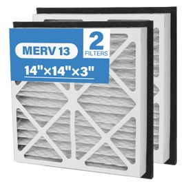 14x14x3 MERV 13 Pleated Air Filter Compatible with Zephyr VGF Series 14x14x3 Whole Home Return Air Grille Filter, MERV-13 Air Filtration System Grille Filters 2 Pack, Actual Size 13-3/8 × 13-3/8 × 3"