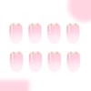 White Gradient Press on Nails Round Fake Nails Short Nails