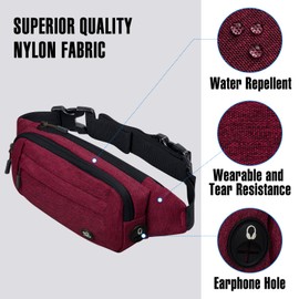 Waterfly Bumbags Waist Fanny Pack Ladies Fashion Bum Bag with Adjustable Belt for Sport Running Hiking Jogging Girls Women Men (Dark Red)