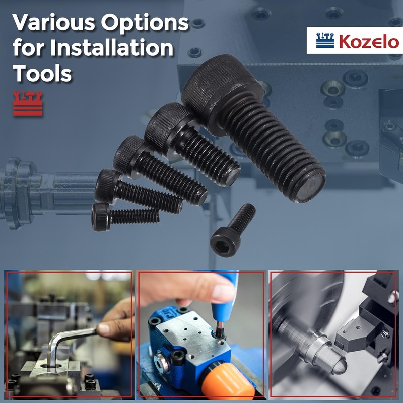 Kozelo 6個入りソケットヘッドキャップスクリュー - [M3-0.5 x 12mm] 合金鋼 完全ねじ付き 黒色酸化物 グレード12.9