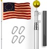 G128 Combo Pack: 16 Ft Telescoping Aluminum Flagpole (Silver) &