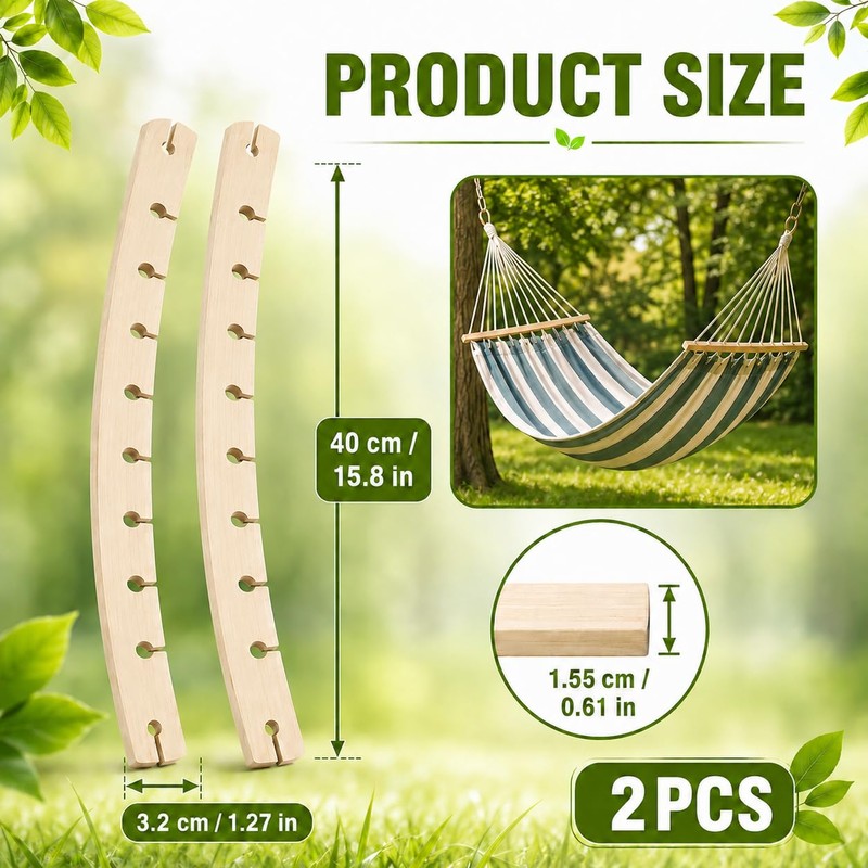 2 Pack Wooden Hammock Spreader Bars, Detachable Replacement Bars