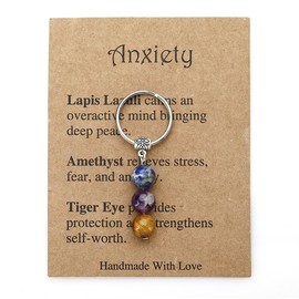 Stress Relief Gifts Keychain for Women Men Anxiety Relief Gift Keychains Relaxing Gifts for Women Stress Reliefs Gift Crystals and Healing Stones Keychain Anti Anxiety Key Ring