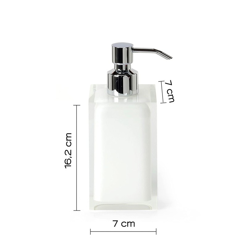 Gedy Bathroom Soap Dispenser, Resin, White, 16.2 x 7 x