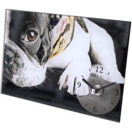 Keystone Glass Art Picture DOG A Desk Clock GLARCLDA w20xd4xH13cm