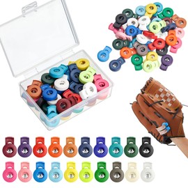 Hanaive 80 Pack Plastic Spring Cord Locks Baseball Glove Lace Locks Toggles for Drawstrings Replacement Lace Clips Sliding Single Hole Spring Toggle Stopper Fastener Buttons for Glove, Mixed Color