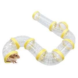 SAHENITEANA Un Conjunto de túneles de Tubos de hámster,Juego de Tubos para Hámster,Tubos de Túnel de Juego para Hámster Tubo Curvado Transparente,Túnel de Hámster Juguete de Conexión (Amarillo)
