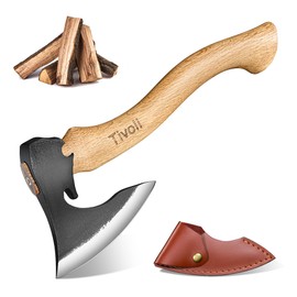 Tivoli Camping Hatchet Axe with Sheath – 16.5" High Carbon Steel Axe with Beech Wood Handle – Bushcraft Hatchet & Wood Splitting Axes for Gardening, Carving, Outdoor Adventures – Gift for Men