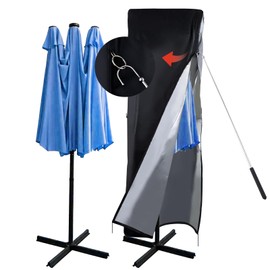 Patio Umbrella Cover,420D Oxford with Top Vent,Windproof Buckle,Waterproof Zipper fits Double-Sided Umbrella 3.9m to 4.5m, Large Parasol Cover for Garden, Patio, Beach Use