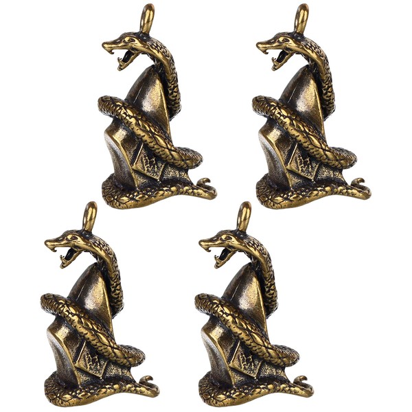 Wusteg 4PCS Chinese Feng Shui Snake Brass Statue Sculpture Chinese