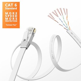 Jadaol - Cable Ethernet Cat 6 de 1 pie, paquete de 6 unidades, para exteriores e interiores, cable LAN plano de alta velocidad de 10 Gbps, compatible 