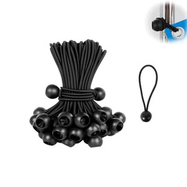 Unikato Bungee Cord, Elastic Rope, Ball Stop, Elastic 50 Pieces, Ball Bungee Cord, Tent Fixing Rope, Camping Fixing Rope, Windproof, Outdoor, Bicycle, Motorcycle, Household Items, Curtain Tie, 4.9