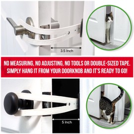 FlexLatch Cat Door Holder Latch - Bright White Cat Door Alternative Installs Fast Flex Latch Strap Let's Cats in and Keeps Dogs Out of Litter & Food. Safe Baby Proof One Piece No Measuring Extra Easy