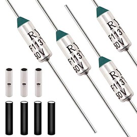 Tnisesm 10 Pcs 113 Degree Metal Thermal Cutoffs Thermal Fuse 10A 250V with Non-Insulated Butt Connectors(22-18 AWG) for Motor Transformer Electric Industrial Home Appliance 113°+BN0.75