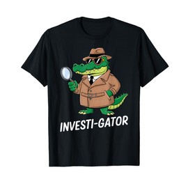 Detective Alligator Cartoon Character Investi-gator T-Shirt
