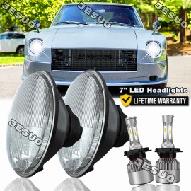 JESUO 2PC 7inch Round LED Headlight Hi/Lo Beam For Datsun 280ZX/240Z/260