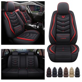 TNOKDY Car Seat Cover for Acura Integra 2023-2024, Waterproof and Dustproof Faux Leather, Airbag Compatible, Cushion Protectors Guards, Car Interior Accessories（Black&Red, 5 Seats）