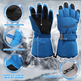 XIAOHAWANG Winter Ski Gloves for Men Women Waterproof Snow Gloves for Cold Weather Warm Snowboard Gloves (Royal Blue)