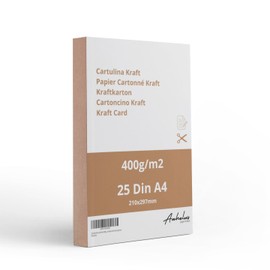 ANHELUS PAPER & DECO 25 Sheets Kraft Card 400 g/m² DIN A4 (0.7 mm Thick) - Natural Cardboard 21 x 29.7 cm - Sheets of Kraft Paper for Crafts - High Quality Kraft Paper