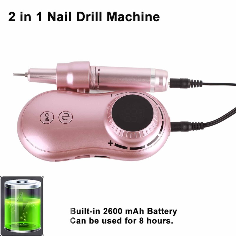 Nail Drill Machine 35000RPM LCD Display USB Rechargeable Electric Nail