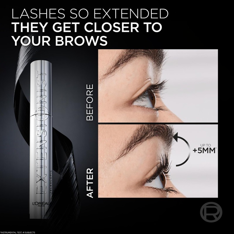 L'Oréal Paris Black Mascara, Telescopic Extensionist Mascara, Extended Length, Volume