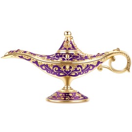 Gusnilo Vintage Aladdin Magic Lamp Genie Collector's Edition/Wedding Table Decoration,Collectable Rare Classic Arabian Props Aladdin Pot & Delicate Gift for Party/Birthday(Purple)