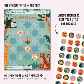 Toddler Potty Training Chart for Boys - Cute Jungle Design - Sticker Chart for Potty Training - Toilet Training Reward Chart for Baby Son Grandson - Train to Poop - by Central 23