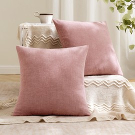 MIULEE Blush Pink Couch Valentines Pillow Covers 18x18 Inch, Set of 2 Soft Spring Chenille Decorative Throw Pillow Covers Farmhouse for Sofa Living Room Bed